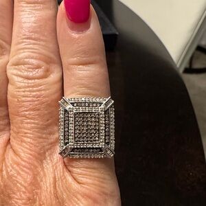 Elegant Silver Square Pave Ring